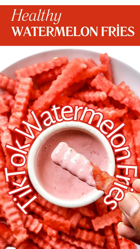 TikTok Watermelon Fries are the ultimate healthy summer snack! Try them with our sweet and tangy strawberry yogurt dip! Watermelon Fries, Healthy Summer Snacks, Yogurt Dip, Strawberry Yogurt, Summer Snacks, Healthy Summer, Good Eats, Yogurt, Watermelon