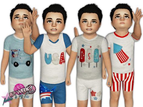 Sims 4 Cc July 2024, Sims 4 4th Of July Cc, 4 July Usa, Sims 3 Cc Finds, Free Sims, Toddler Pajamas, Usa Outfit, Sims 4 Toddler, Sims Community