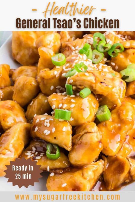 Enjoy a healthier twist on General Tso's chicken with tender, crispy pieces tossed in a flavorful sweet and savory sauce, perfect for a quick and satisfying meal.  No Deep Frying and No Added Sugar. General Tsaos Chicken, General Tsaos, Healthy General Tso Chicken, Tender Juicy Chicken Breast, Slow Cooker Thai Chicken, Juicy Chicken Breast, General Tso's Chicken, Sweet Chili Chicken, Fried Broccoli