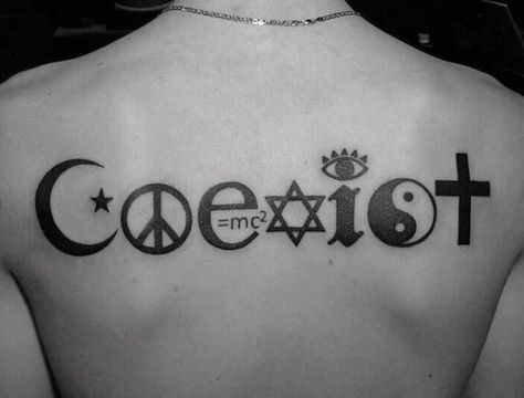 Coexist tattoo. Coexist Tattoo, Symbol Tattoos With Meaning, Religious Tattoos, Symbol Tattoos, Great Tattoos, Tattoo Removal, Symbolic Tattoos, Love Tattoos, Tattoos With Meaning