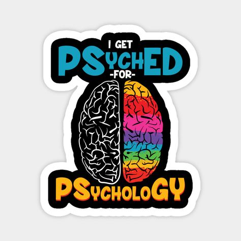 Funny I get psyched for psychology design for psychiatrists. This I Get Psyched For Psychology design is for psychology majors, psychology teachers, psychologists or psychiatrists. Grab this funny psychology gift for your beloved psychologist. Shirtbubble Designs are perfect Christmas gifts, Birthday presents or anytime gifts for all. Also check out our phone cases, magnets, pillows, wall art, cool mugs, tshirts, other apparel, stickers, notebooks, tote bags and much more. -- Choose from our va… School Counselor Door Decorations, Counselor Door Decorations, Psychology Stickers, Funny Psychology, Wall Art Cool, Psychology Humor, Psychology Gifts, File Decoration Ideas, Millionaire Mindset Quotes