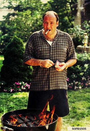 Tony soprano smoking a cigar AND grilling.  Join us on Facebook.  https://www.facebook.com/RousecoInc Psychiatrist Office, Famous Cigars, Bada Bing, Very Important Person, Райан Гослинг, Steve Buscemi, Tony Soprano, The Sopranos, Septième Art