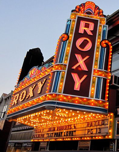 Roxy Theatre Closeup Northampton PA | Flickr - Photo Sharing! Theater Signage, Retro Theater, Home Theater Curtains, Vintage Movie Theater, Old Neon Signs, Roxy Theater, Movie Marquee, Retro Signage, Theatre Curtains