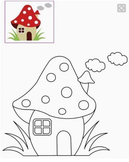 Draw, color and animate a house using hand and pencil Embroidery Designs For Kids, Easy Disney Drawings, New Embroidery Designs, New Embroidery, Mushroom House, Pola Sulam, 자수 디자인, Art Drawings For Kids, Creative Drawing