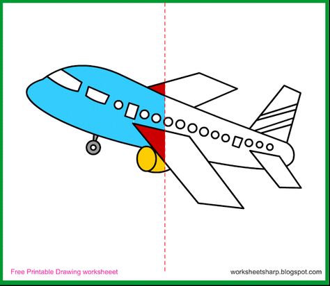 Aeroplane Drawing For Kids, Aeroplane Drawing, Aeroplane Painting, Drawing Worksheets, School Wall Decoration, Free Drawing, Drawing Lessons For Kids, Worksheet For Kids, School Wall Art