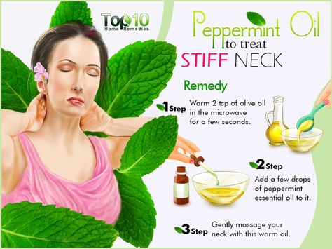 peppermint oil to treat stiff neck Stiff Neck Relief, Stiff Neck Remedies, Sore Neck, Top 10 Home Remedies, Neck Relief, Essential Oils For Pain, Neck Exercises, Stiff Neck, Young Living Oils