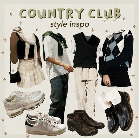 Aesthetic Country Club Outfit, Vintage Country Club Fashion, Country Core Outfits, Country Club Costume, Country Club Aesthetic Outfits, Country Club Outfit Spirit Week, Polyvore Aesthetic, Journal Clothes, Manga Recommendation