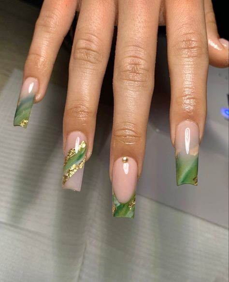 Green Nature, Cosmetology, Green Nails, Cute Acrylic Nails, Simple Nails, Nail Inspo, Cute Hairstyles, Hair And Nails, Acrylic Nails