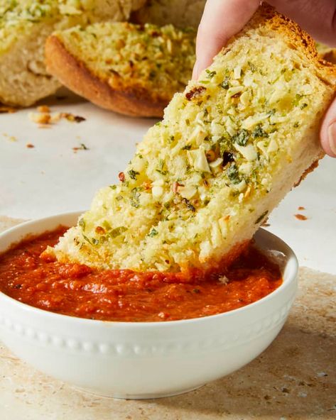 Homemade Garlic Bread Recipe (5 Ingredients) | The Kitchn Homemade Garlic Bread Recipe, Cornbread Recipes, Make Garlic Bread, Homemade Garlic Bread, Artisan Bread Recipes, Garlic Bread Recipe, Yeast Breads, Veggie Meals, Weekly Meals