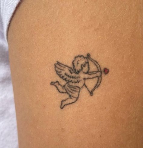 Cupid Tattoo, Whimsical Tattoos, Funky Tattoos, Petite Tattoos, 4 Tattoo, Cute Tiny Tattoos, Dainty Tattoos, Girly Tattoos, Subtle Tattoos