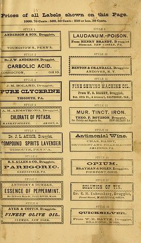 New sample book of cut and gummed druggists' labels._ 1874… | Flickr Oil Label, Apothecary Labels, Potion Labels, Chocolate Rabbit, Dollhouse Printables, Vintage Junk, Vintage Junk Journal, Vintage Hair, White Photos