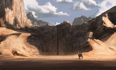 Desert Drawing, Desert Scene, Heroic Fantasy, Fantasy City, Fantasy Setting, Fantasy Places, Desert Landscape, Fantasy Art Landscapes, Fantasy Concept Art