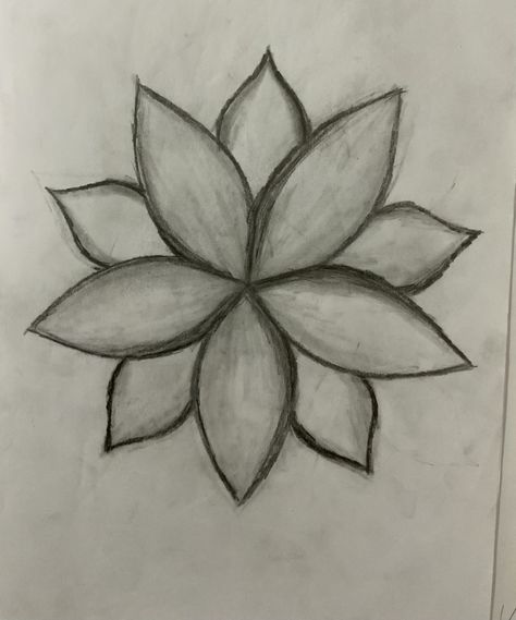 Drawing Ideas Of Flowers, Flower Art Drawing Easy, Easy Things To Draw On Ur Hand, Flowers To Draw On Your Hand, Singular Flower Drawing, Drawing Ideas Easy Flowers Simple, How To Draw Petals, Hibiscus Drawing Simple, Easy Things To Draw Cute Simple