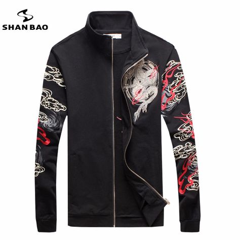 >> Click to Buy << SHAN BAO brand personality collar zipper jacket popular Chinese wind dragon pattern printing embroidery men's white black jacket #Affiliate Wind Dragon, Dragon Jacket, Mens Tracksuit Set, Mens Casual Suits, Brand Personality, Cardigan Sweater Coat, Dragon Print, Dragon Pattern, Photography Lighting