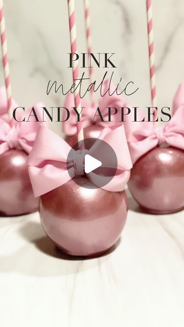 Metallic Candy Apples, Rose Gold Candy Apples, Colored Candy Apples, Pink Candy Apples, Candied Fruit Recipes, Apple Packaging, Apple Ideas, Candy Apple Recipe, Pink Treats