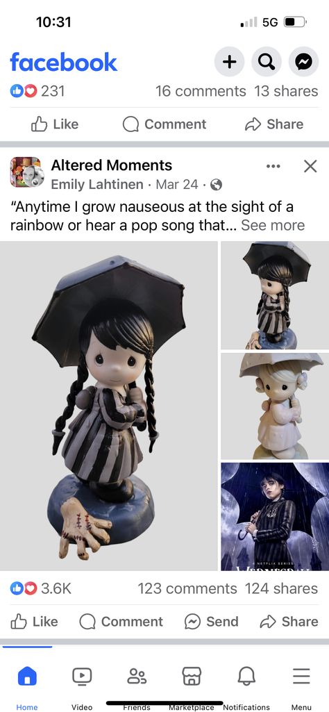 Halloween Precious Moments, How To Repaint Ceramic Figurine, Precious Moments Repaint, Altered Precious Moments Figurines, Painted Precious Moments, Altered Precious Moments, Creepy Figurines, Altered Moments, Painted Statues