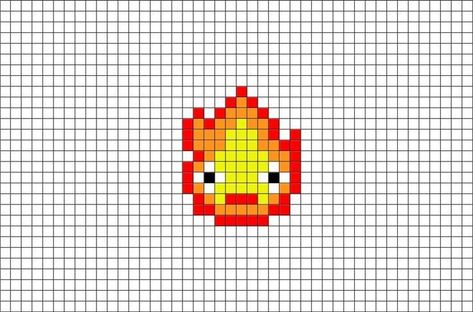 Calcifer Pixel Art, Pixel Art Stitch, Pixel Art Animals, Modele Pixel Art, Easy Perler Beads Ideas, Easy Pixel Art, Pixel Art Templates, Pixel Drawing, Diy Perler Bead Crafts