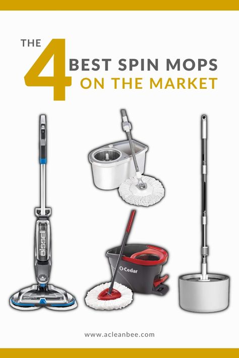 Find the perfect spin mop for you and your clean home. This list of the best spin mops on the market includes spin mops with buckets, high powered electric spin mops, robot spin mops, and more. #spinmop #bestmop #cleanfloors #floorcleaningtips Organize Cleaning Supplies, Best Cleaning Tools, Best Cleaning Supplies, Minimalist Cleaning, Spin Mops, Clean Your Oven, Kitchen Cleaning Tips, Best Cleaning Hacks, Mop System