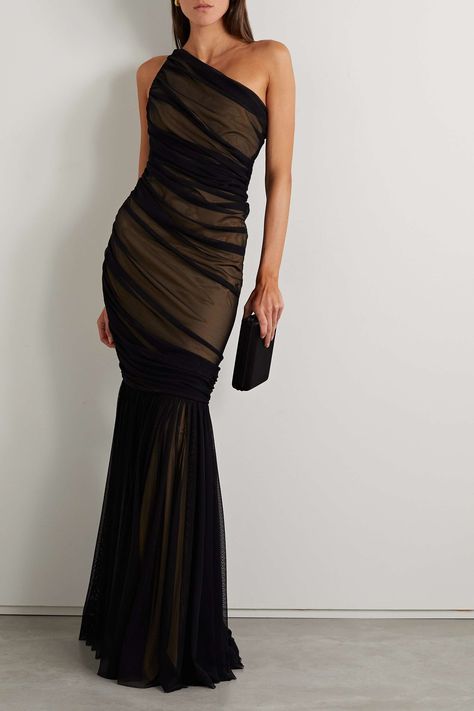 Soft Dramatic Evening Gown, Net A Porter 2023, Norma Kamali Diana Dress, Wedding Times, Ruched Mesh Dress, Net Gown, Diana Dress, Ruched Gown, Soft Dramatic