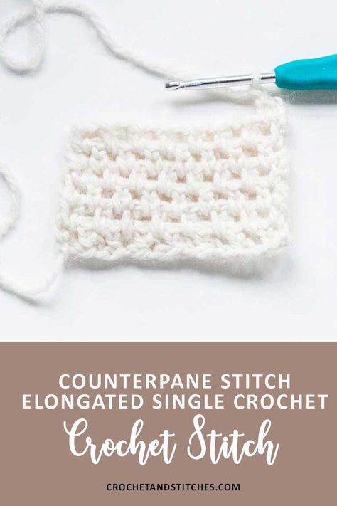 A cream colored swatch with the counterpane stitch which is an elongated single crochet stitch Crochet Lace Edging, Stitch Crochet, Single Crochet Stitch, Crochet Stitches Tutorial, Home Decor Projects, Crochet Stitch, Lace Edging, Learn To Crochet, Crochet Yarn