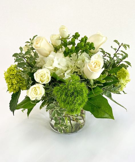 Petite collection of high end blooms in whites and greens.           SKUs: ,TBS-SM7A,TBS-SM7B,TBS-SM7C Tissue Paper Flowers Diy, Mercury Glass Vase, White Floral Arrangements, Small Flower Arrangements, Green Centerpieces, White Flower Arrangements, Green Hydrangea, Flower Vase Arrangements, Flower Arrangements Simple