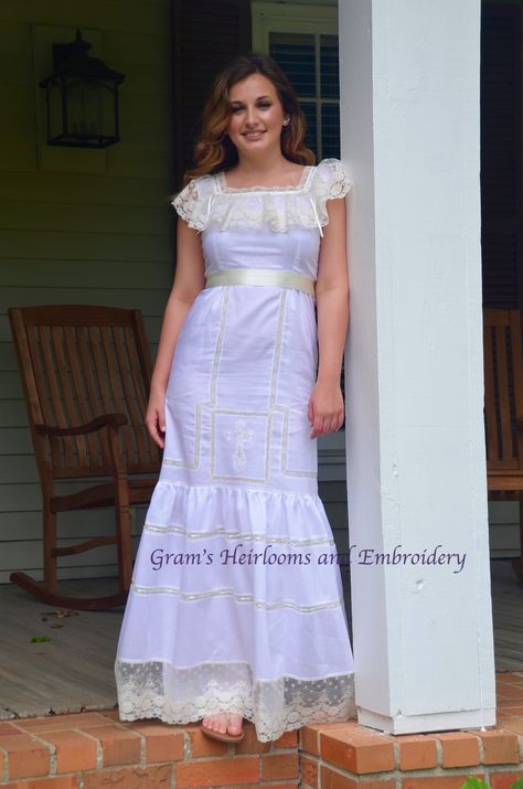 Special Order by Gram's Heirlooms and Embroidery Heirloom Dresses For Graduation, Dresses For Graduation, Heirloom Dresses, Graduation Gown, Graduation Dresses, Heirloom Sewing, Grad Dresses, Easter Dress, Antique Lace