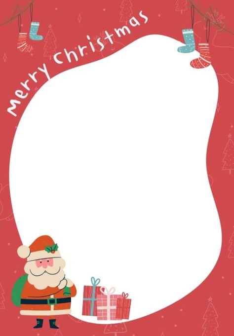 Border Paper Printable, Free Christmas Borders, Merry Christmas Frame, Santa Template, Kids Notes, Border Templates, Christmas Note, Christmas Border, Page Borders