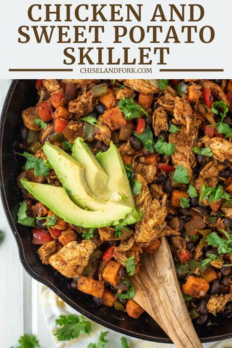 Sweet Potato Skillet Recipes, Healthy Skillet, Chicken And Sweet Potato, Potato Skillet, Chili Lime Chicken, Skillet Dinner Recipes, Mexican Flavors, Sweet Potato Skillet, Chicken Skillet Recipes