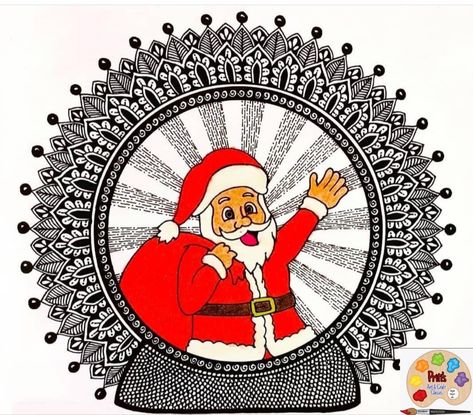 Christmas Mandala Art Drawing, Christmas Mandala Drawing, Doodle Art Christmas, Christmas Mandala Art, Zentangle Christmas, Mandala Arts, Mandala Sketch, Christmas Mandala, Baby Cartoon Drawing