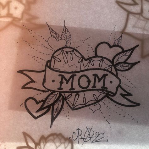 Mama Heart Tattoo, Mom Flower Tattoo, Heart Name Tattoo, Heart Tattoos With Names, Traditional Tattoo Stencils, Memorial Tattoo Quotes, Mom Heart Tattoo, Leaves Drawing, Traditional Tattoo Designs