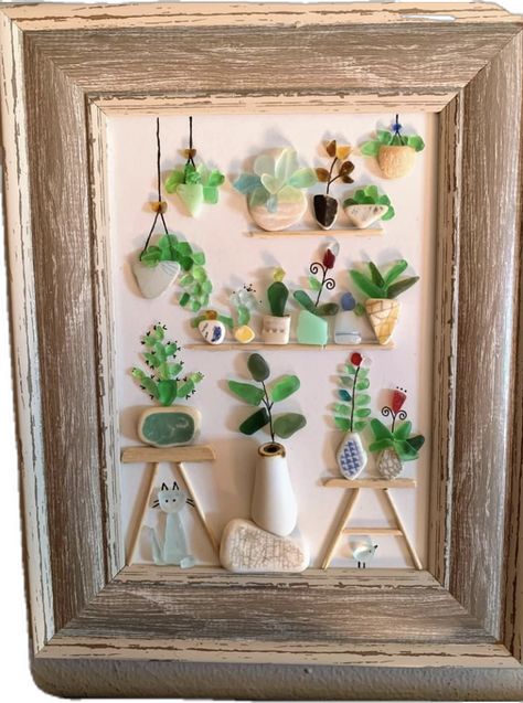 Sea Glass Artwork, Sea Glass Art Diy, Sea Glass Art Projects, Beach Glass Crafts, Art Coquillage, Front Porch Christmas Decor Ideas, Glass Art Projects, Porch Christmas Decor Ideas, Beach Glass Art