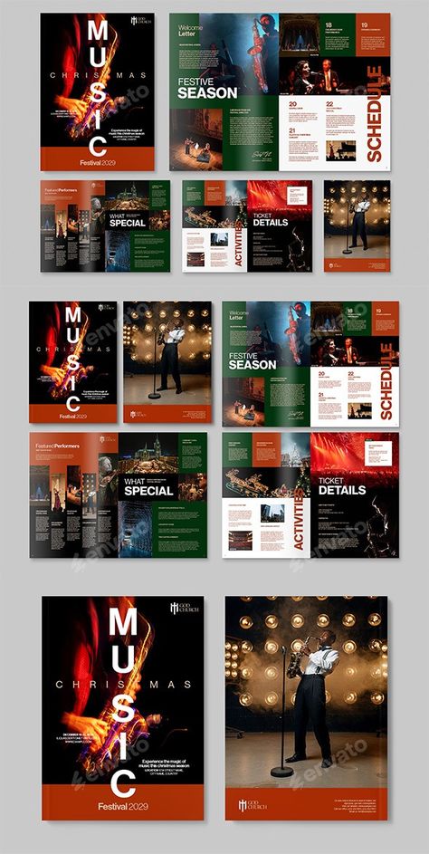 Christmas Music Festival Brochure Template, Print Templates | GraphicRiver Festival Brochure, Christmas Brochure, Family Music, Welcome Letters, Christmas Music, Print Templates, Brochure Template, Holidays And Events, Festival Season