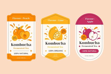 Kombucha Label Design, Loose Leaf Tea Packaging, Kombucha Labels, Supplement Label Design, Jam Label, Fermented Tea, Label Packaging, Minimalist Graphic Design, Drinks Packaging Design