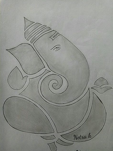 Simple drawing of lord Shree Ganesh Shree Ganesh Drawing, Leaf Ganesha, Ganesh Drawing, Ganesha Drawing, Shree Ganesh, Lippan Art, Cool Pencil Drawings, Painting Sketch, Drawing Pencil