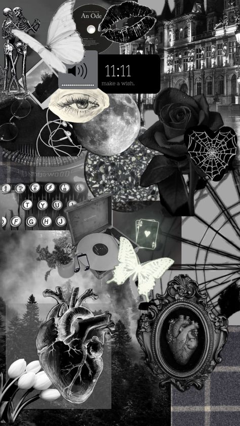 #black #white #grey #aesthetic #journal #scrapbook #fyp Grey Collage Wallpaper, White Grey Aesthetic, Black And White Collage, 11 11 Make A Wish, Black Collage, Classy Wallpaper, Grey Aesthetic, Aesthetic Journal, Journal Scrapbook