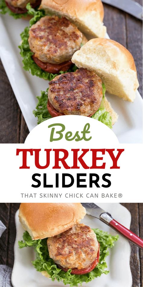 Turkey Sliders with Roasted Tomatoes are perfect for a light meal or an appetizer for game day! These mini burgers are enhanced with a few simple seasonings, onions, and cheese and have gotten nothing but rave reviews!! Mini Turkey Burgers Sliders, Turkey Burger Sliders Recipes, Ground Turkey Sliders, Burger Sliders Recipes, Turkey Burger Sliders, Turkey Sliders, Glazed Meatballs, Burger Sliders, Best Turkey