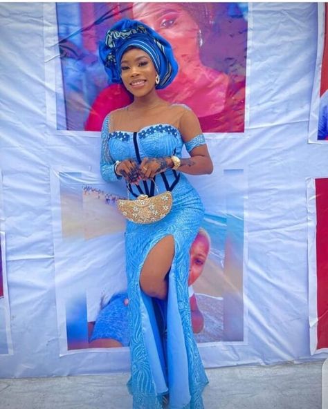 Latest Aso Ebi Lace Style 2021 for Ladies - Ladeey Asobi Lace Styles 2022, Sky Blue Lace Gown Styles Aso Ebi, Aso Ebi Lace Styles For Slim Ladies, Latest Lace Short Gown Styles Aso Ebi, Sky Blue Lace Styles Nigerian, Sky Blue Lace Asoebi Styles, Sky Blue Asoebi Lace Styles, Sky Blue Lace Styles, Sequence Lace Styles