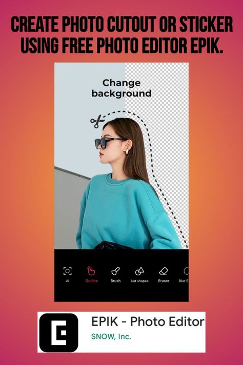 Please check YouTube Tutorial link to learn how to create cutout photo oe sticker using free photo editor EPIK (available for both Android and iOS). Brush Cut, Photo Cutout, Photo Editor Free, Change Background, Editing Tutorials, Youtube Tutorials, Create Photo, Free Photo, Video Editing