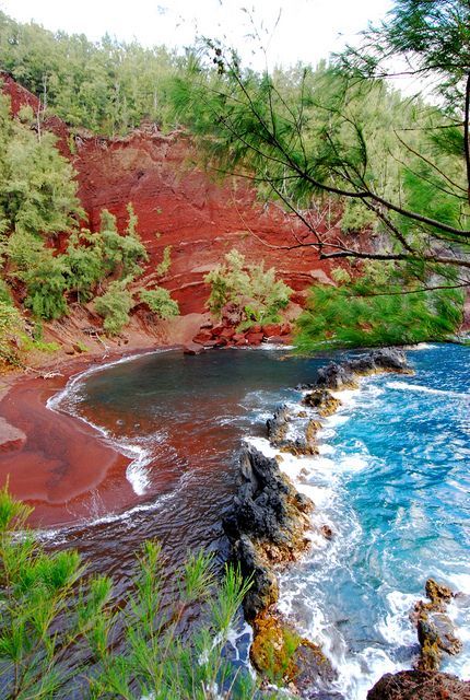 Red Sand beach, Hana, Maui, Hawaii. Red Sand Beach Maui, Hana Maui Hawaii, Maui Photography, Red Sand Beach, Hana Maui, Red Sand, Maui Travel, Maui Vacation, Red Dirt