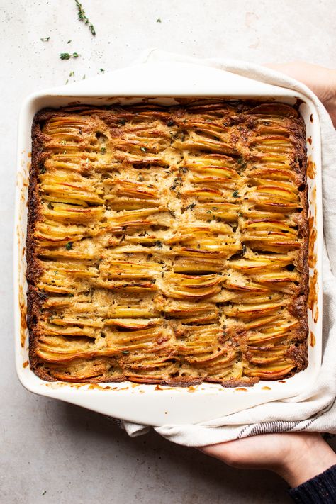 Vegan potato gratin - Lazy Cat Kitchen Lazy Cat Kitchen, Vegan Holiday Recipes, Cat Kitchen, Vegan Pumpkin Pie, Vegan Holiday, Potato Gratin, Vegan Holidays, Vegan Potato, Vegan Comfort Food