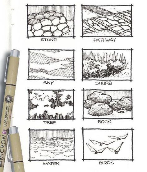 Types Of Textures, It Sketch, Landscape Design Drawings, Pen Art Work, Landscape Architecture Drawing, Interior Architecture Drawing, Landscape Sketch, Architecture Drawing Art, Sketch Inspiration