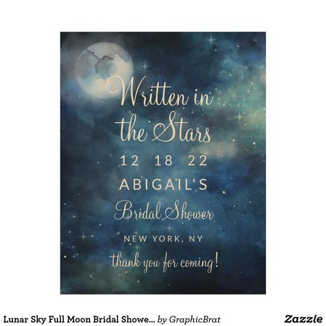 Lunar Sky Full Moon Bridal Shower Welcome Sign Wood Photo Prints, Bridal Shower Inspo, Bridal Shower Balloons, Wedding Shower Themes, Moon Wedding, Wooden Wedding Signs, Celestial Wedding, Watercolor Galaxy, Sky Full