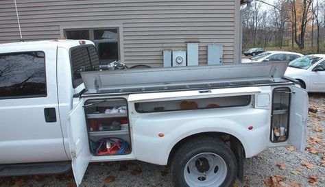 Truck cabinets, four on each side-SR Utility Truck Beds, Utility Bed, Camo Truck, Custom Wheels Trucks, Welding Trucks, Truck Organization, Trucks Lifted, Pickup Truck Accessories, 6x6 Truck