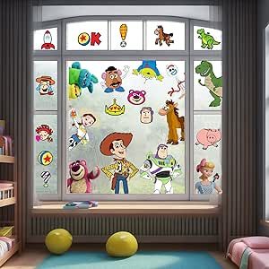 Cartoon Window Clings Decals,Party Removable Stickers for Glass Windows,Birthday Party Supplies Holiday Home Decorations (Toy Inspired（9sheets）) Disney Hotel Window Decorations, Holiday Cartoon, Kitchens Luxury, Disney Hotels, Window Clings, Home Decorations, Classroom Themes, Window Stickers, Childrens Bedrooms