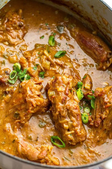 Smothered Turkey Necks - Kenneth Temple Smothered Turkey Necks Crock Pot, Chicken Necks Recipe, Smothered Turkey Necks, Cajun Gravy, Kenneth Temple, Smoked Turkey Necks, Turkey Neck Recipe, Pig Feet Recipe, Reheat Turkey