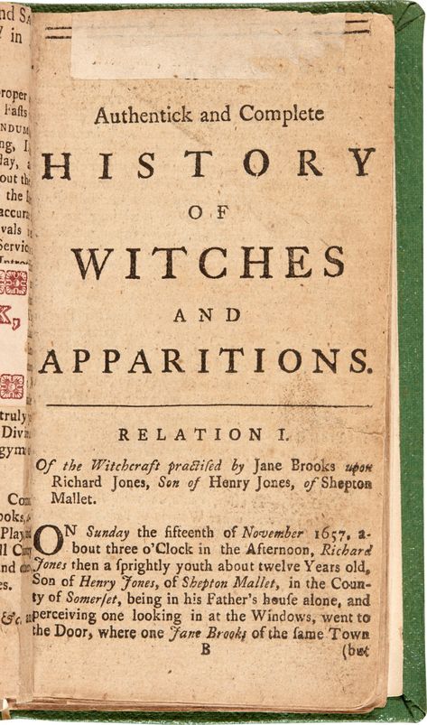 Witches | An authentick and complete history of witches and apparitions, London, 1759, modern buckram | Science: Books and Manuscripts | 2021 | Sotheby's Witch Craft History, Wicca History, A Secret History Of Witches, Witches In History, History Of Witches, Literary Witches, Witch History Books, Jesus Christ Lds, Witch History