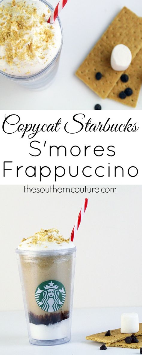 S’mores Frappe Starbucks, Smores Frappuccino Starbucks Recipe, S’mores Frappuccino Recipe, No Coffee Frappuccino Recipe, S’mores Frappuccino, Frappuccino Recipe No Coffee, Smores Frappuccino Starbucks, Smores Smoothie, Smores Frappe