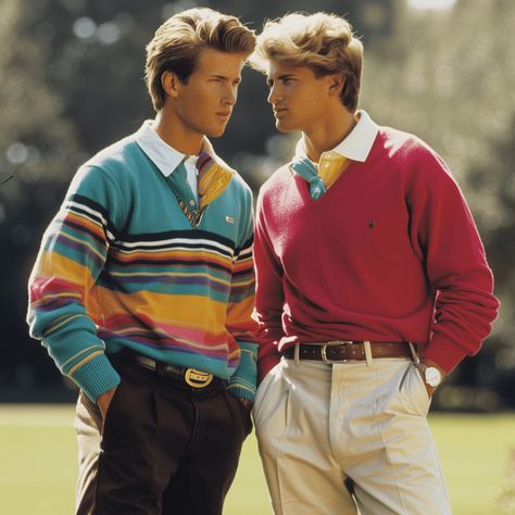 Top Ten 80s Fashion Ideas for Men | A Nostalgic Dive into Retro Style Cool 80s Outfits Men, 80s Jock Aesthetic, 80s Casual Fashion, 80s Theme Party Outfit Men, Men 80s Outfit, 80s Roller Skating Outfit, 80s Mens Outfits, 80s Fashion Ideas, 80s Yuppie