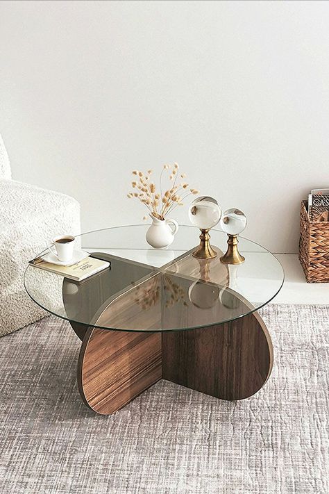 Glass Coffee Table Round, Round Wooden Side Table, Round Center Table, Contemporary Modern Design, Design Coffee Table, Coffee Table Round, Round Glass Coffee Table, Coffee Table Modern, Wooden Side Table