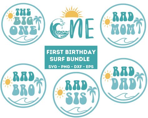 The Big One Surf Birthday Svg 1st Birthday Surf Svg One Svg - Etsy First Birthday Family Shirts, The Big One Surf Birthday, Birthday Family Shirts, Surf Birthday, Surf Party, Bend And Snap, One Cake Topper, Cake Topper Svg, One Cake